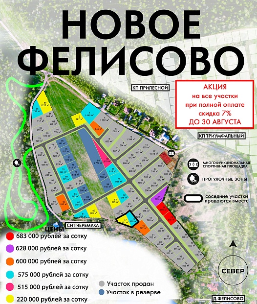 План и цены КП Новое Фелисово